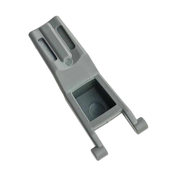 Vacuum extension rod clip with inner slot and pad, light gray plastic