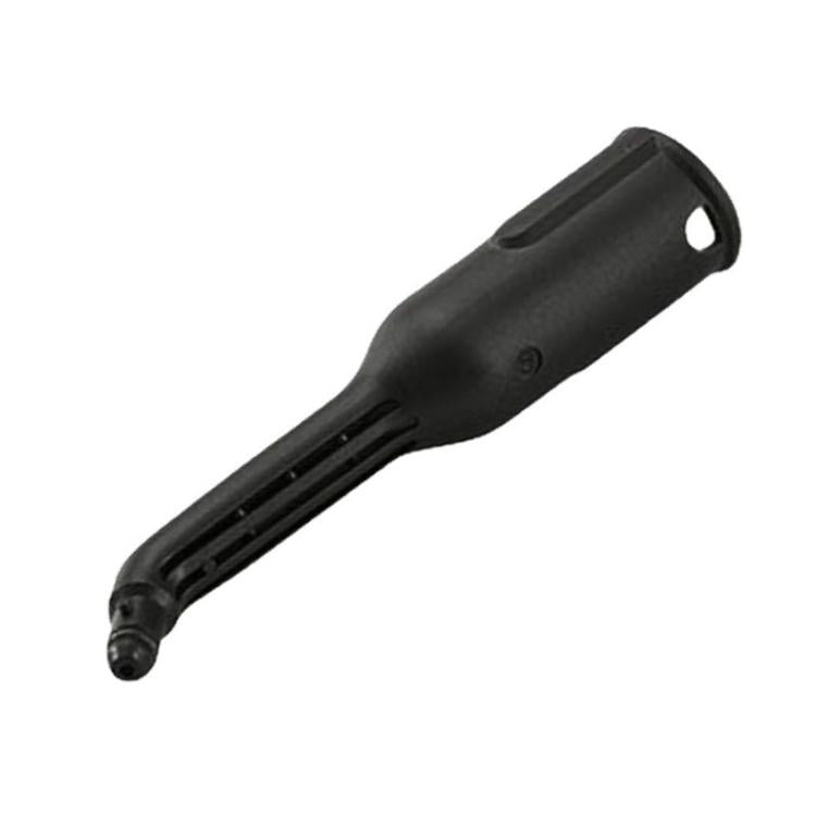 Steam cleaner nozzle extension pipe, dark plastic, long straight body with end nozzle