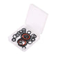 Sealing ring set in a clear plastic case with black and red O-shaped rings