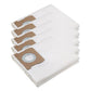 Stack of 5 vacuum dust bags, white with brown paper ring and center hole