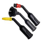 Set of three steam cleaner crevice brush nozzles with black handles and colored collars
