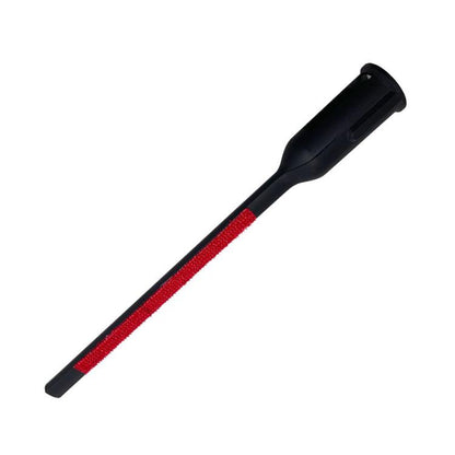 Steam cleaner fabric combing brush with red striped bristles and black handle