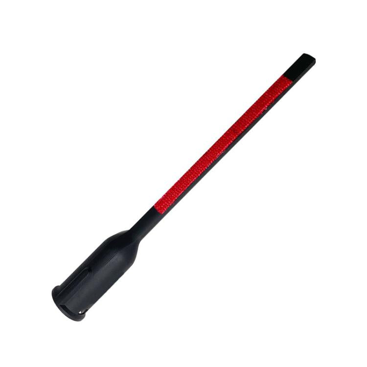Steam cleaner fabric combing brush, long black handle with red bristle strip