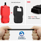 OBD2 diagnostic scan tool with red body and black case, showing a 16-pin connector