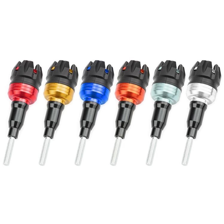 Set of universal anti-drop frame sliders, black heads with red, gold, blue, and silver accents