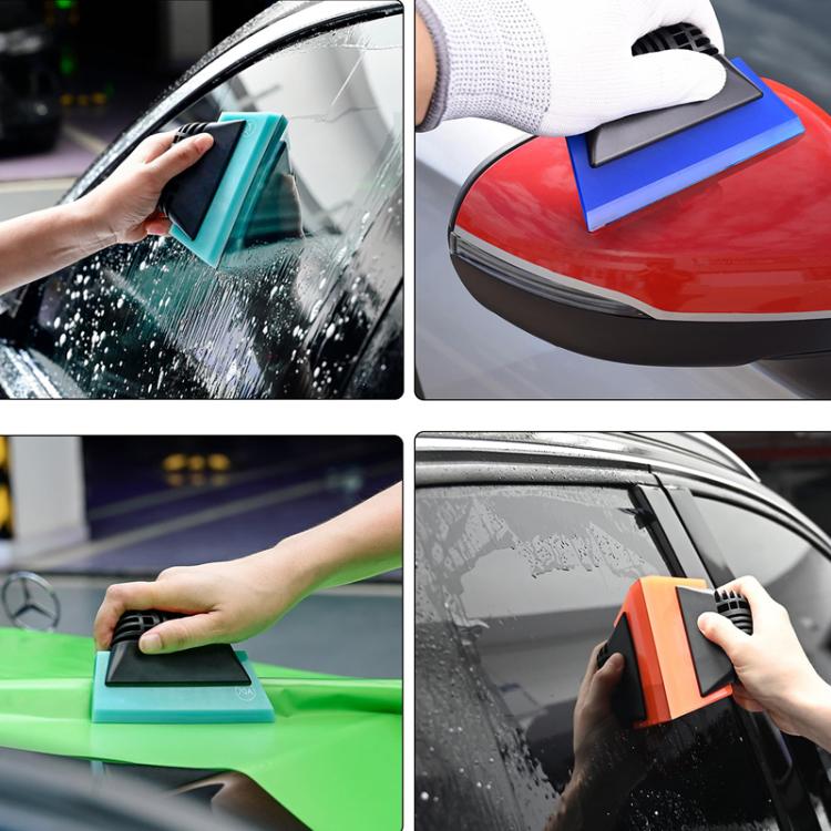 Auto window tinting scraper squeegee with colored rubber squeegee edge