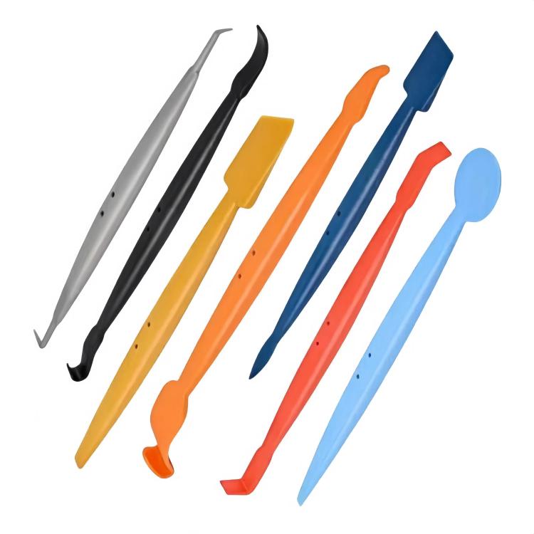 Car wrap trimming tool set with colorful edge squeegee scrapers and blades