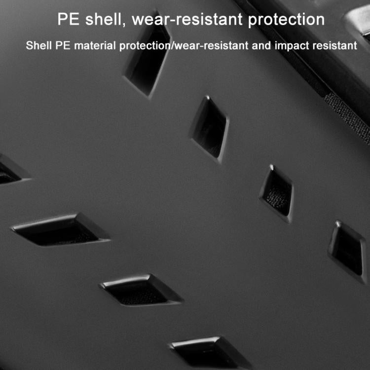 Close-up of black PE shell protection texture on motocross armor vest