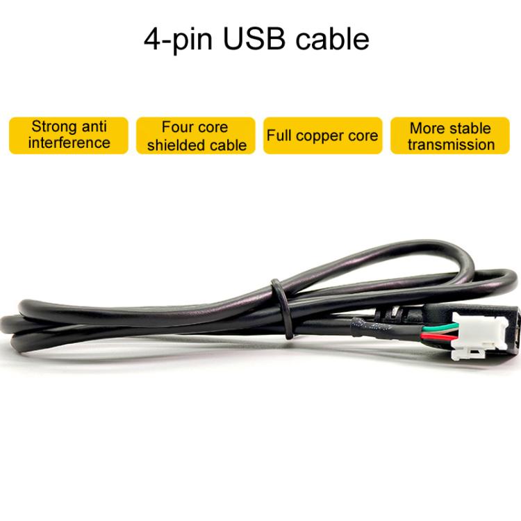 4-pin USB cable with black wire harness and small white USB connector end