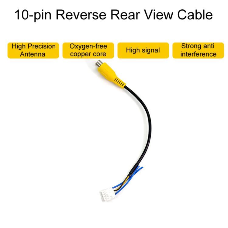 10-pin reverse rear view cable with yellow connector and short wire lead