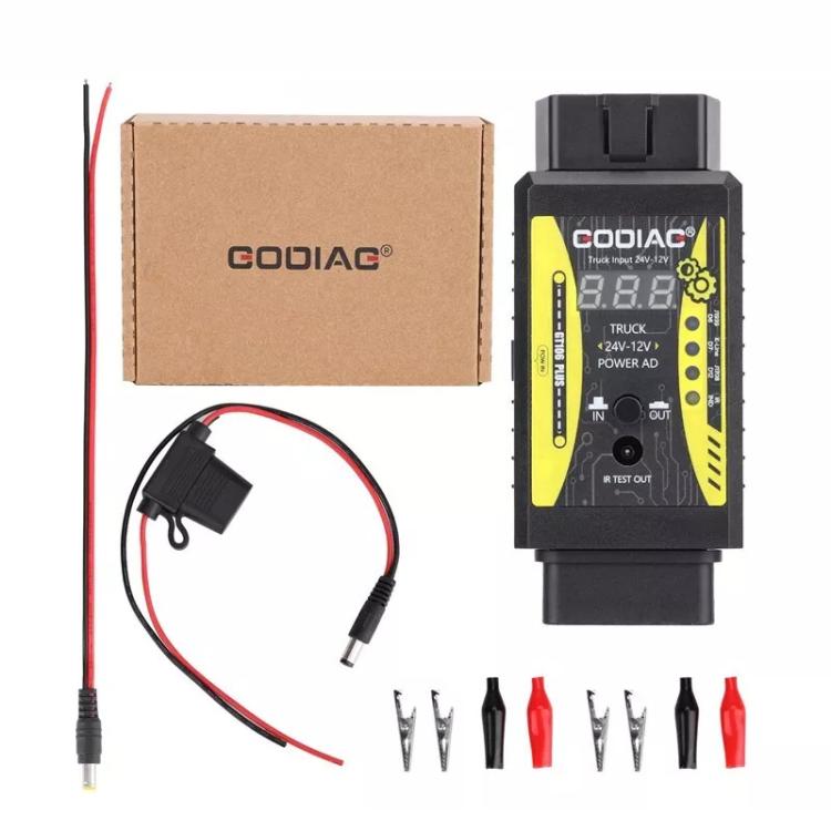 CODIAC 24V to 12V adapter kit with box, cable, and terminal pins, black