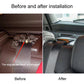 Rear seat belt cover guide installed over rear seat belt, before-and-after view