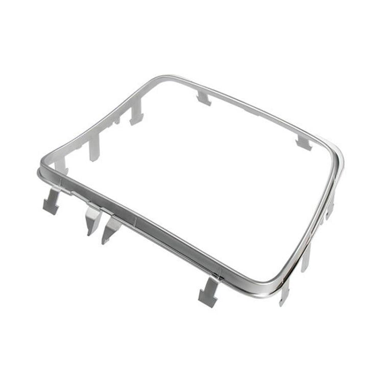 Cup holder ashtray cover trim frame with silver finish and mounting tabs