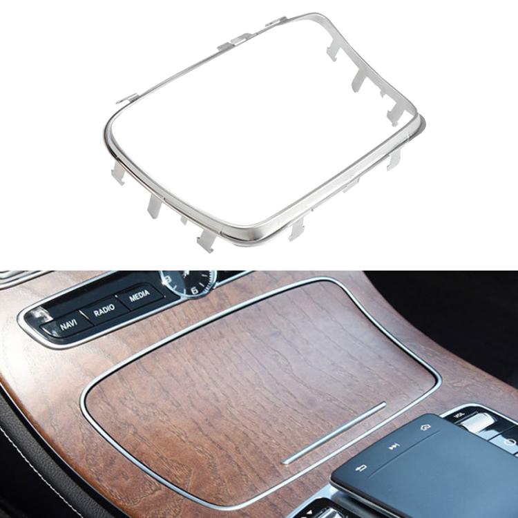 Silver cup holder ashtray cover trim with corner clips and raised border