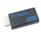 Black Wii 2 to HDMI converter with Full HD 1080p label and HDMI plug