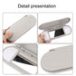 Gray car sun visor vanity mirror, close-up of open hinge and mirror frame