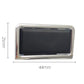 Car center armrest switch bezel dimensions view: dark screen with silver frame
