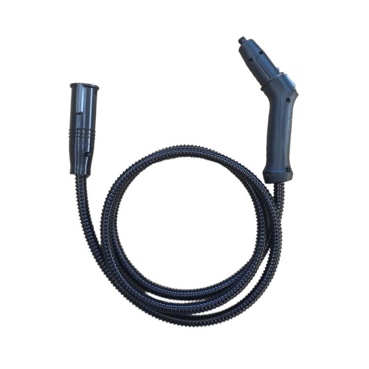 Steam cleaner extension nozzle kit with flexible hose and curved hand nozzle