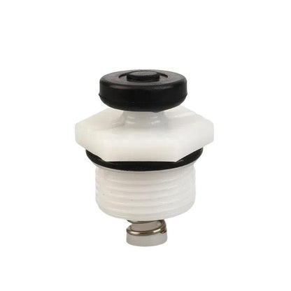 High-pressure washer pump head connector with black cap and white body