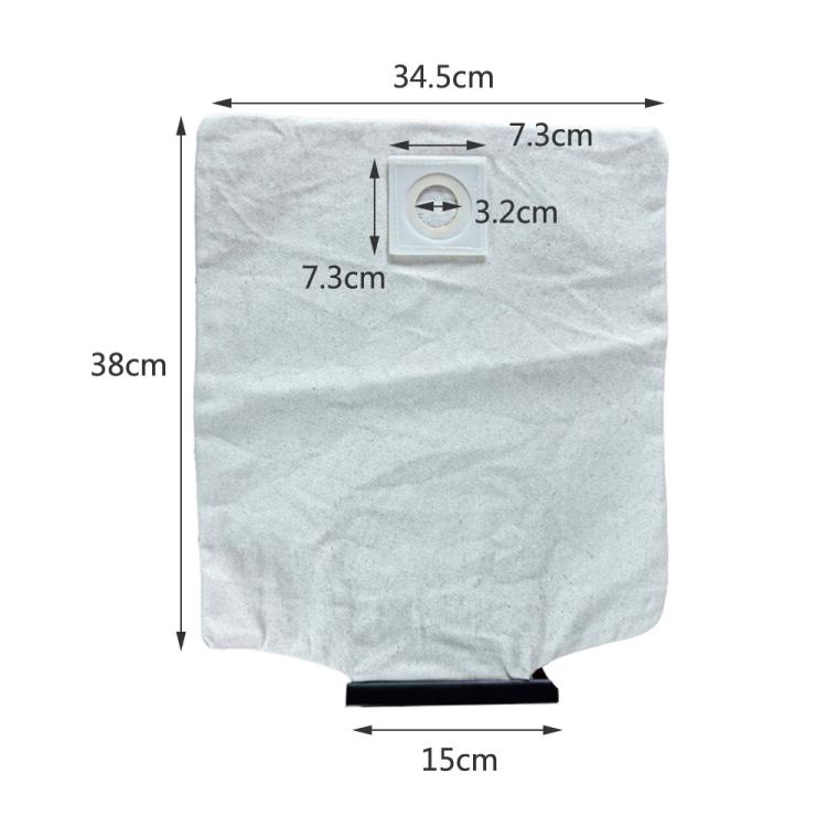 Reusable cloth dust bag for Nilfisk vacuum, light gray; 34.5 x 38 cm with circular inlet