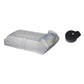 Translucent light gray detergent bottle with spout and black cap