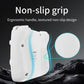 White handheld game console with textured non-slip grip and ergonomic handle design