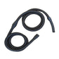 Vacuum extension hose set with corrugated black tubing and blue plastic connector adapters