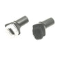 Soft brush nozzle attachment with dual brushes: white bristles and dark bristles on gray body