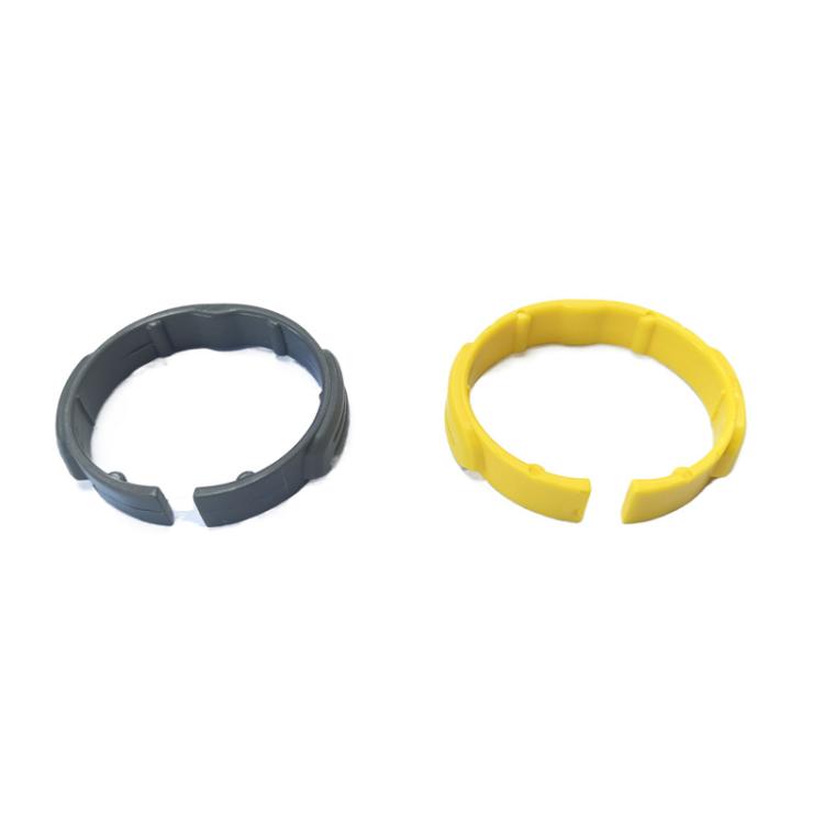 Set of gray and yellow ring collars for vacuum cleaner hose