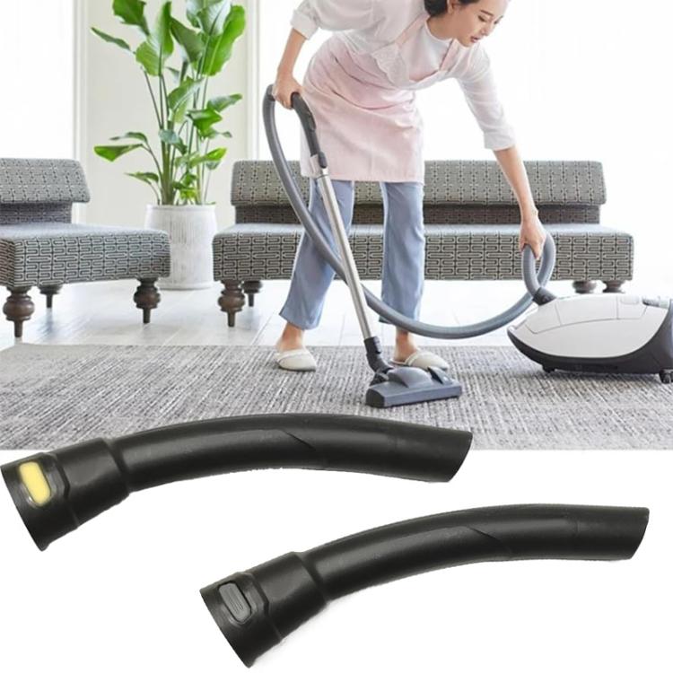 Two black vacuum hose nozzle attachments with yellow and gray inserts