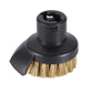 Steam cleaner brush head with black handle tab and circular nozzle fitting