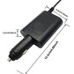 Black car charger adapter with barrel plug and cable; size markings shown