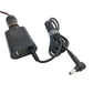 Black car charger adapter with USB port and LED indicator, barrel plug cable