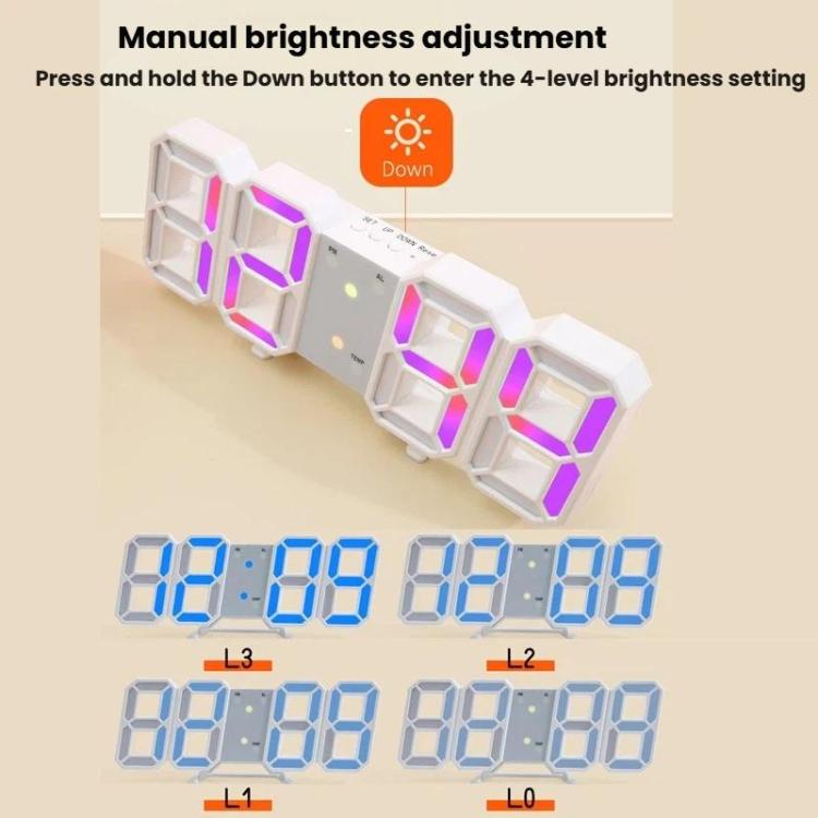 RGB Multicolor Electronic Wall Clock 3D Luminous Alarm Clock Living Room Digital Clock