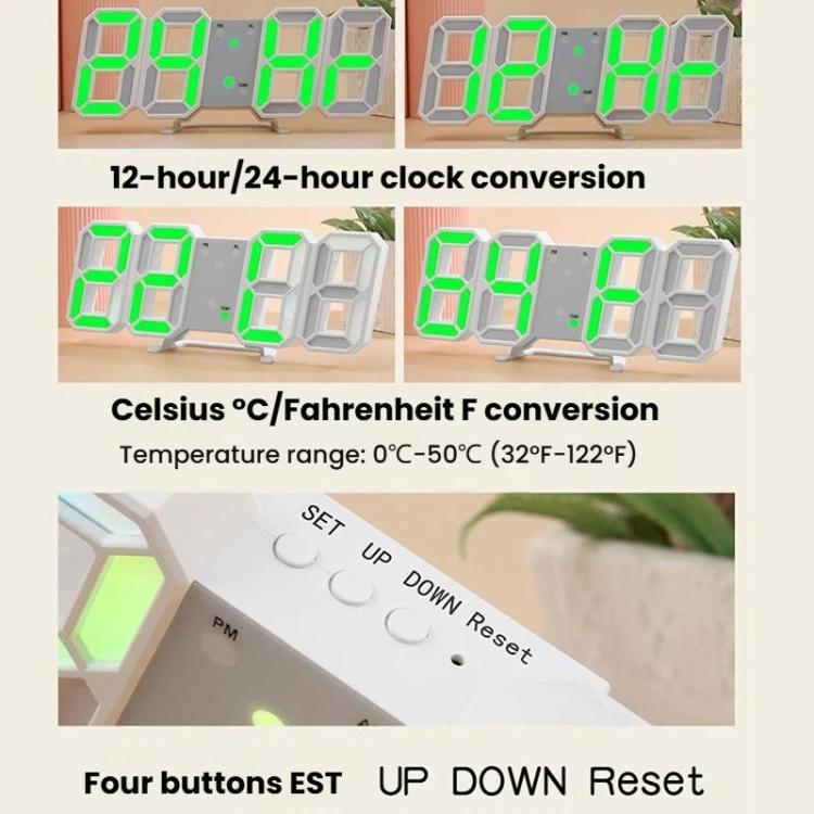 RGB Multicolor Electronic Wall Clock 3D Luminous Alarm Clock Living Room Digital Clock