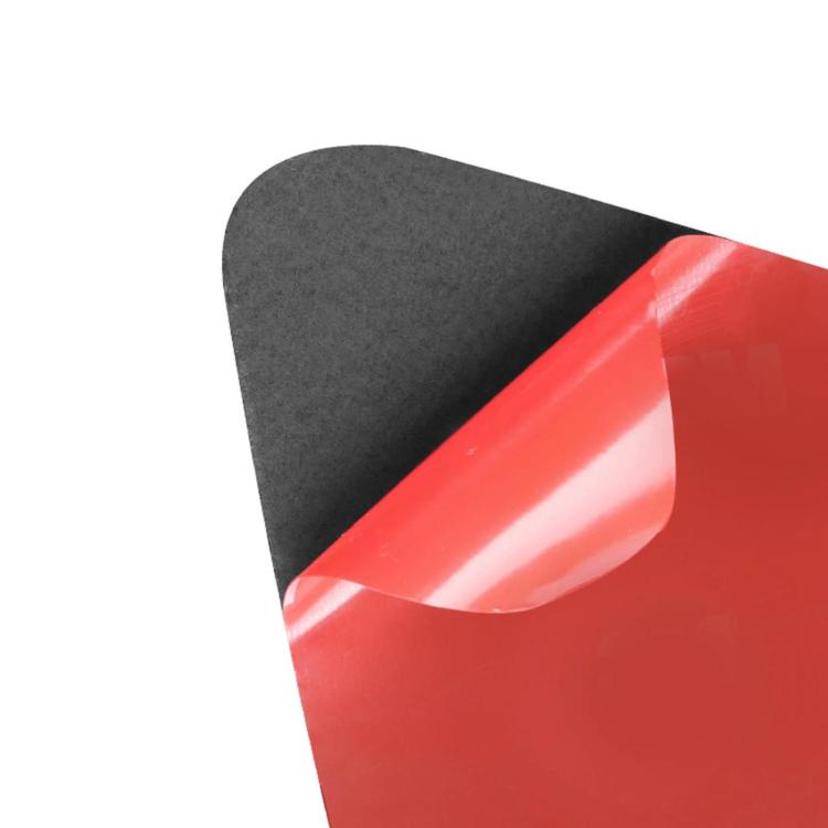 Door storage box sticker set, close-up of red carbon-fiber style insert
