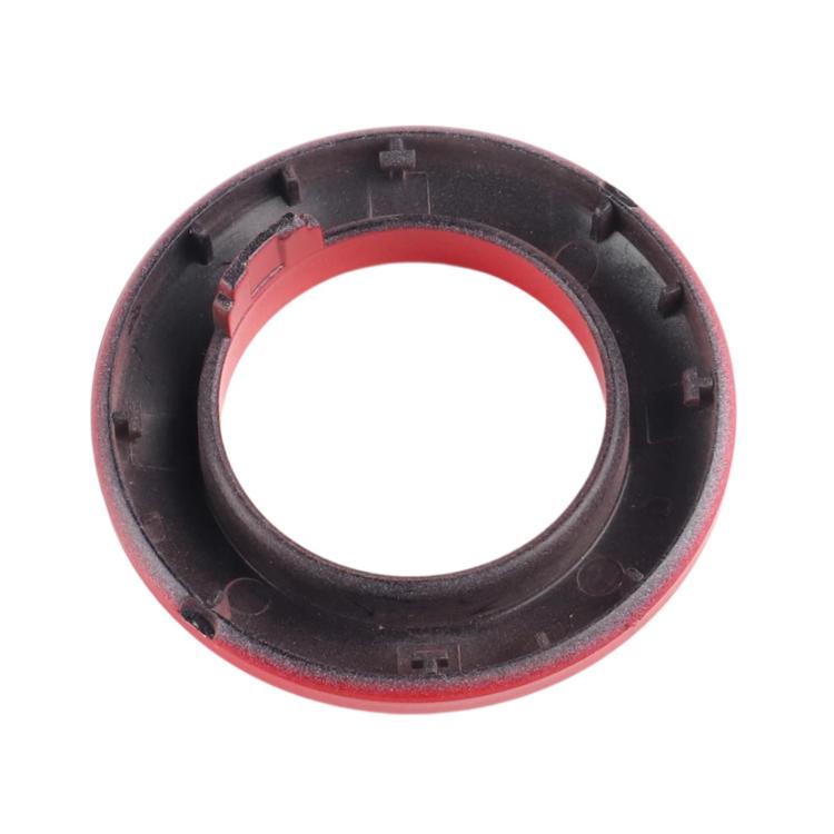 Back side start/stop button cover decoration base with black clips and red edge