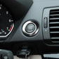 Silver start/stop button cover decoration ring on car interior dashboard