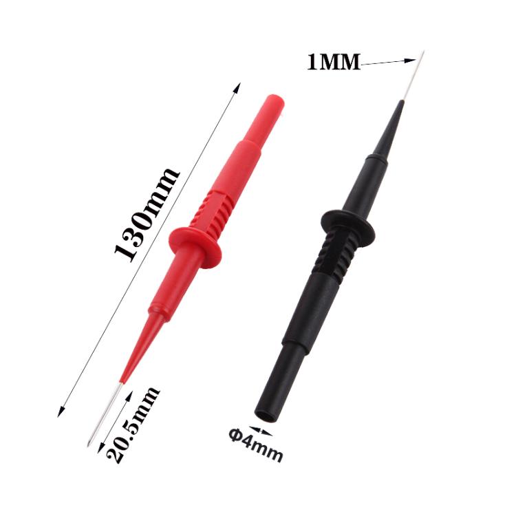 Pair of pointed test probes with 1mm tip size labels