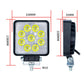 Square LED work headlight side view with mounting screw bracket and nine LEDs