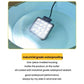Square LED work headlight casting a bright white light beam