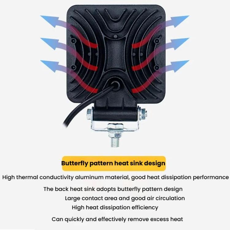 LED work headlight with butterfly-pattern aluminum heat sink and front LED array