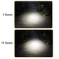 LED work headlight beam comparison showing brighter output for 16-bead version