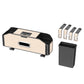 Car seat back storage box with carbon fiber texture, beige finish, phone holder tray and mounting clips