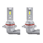 Pair of silver LED headlight bulbs with yellow chips and red ring around the collar