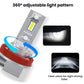 360° adjustable LED headlight bulb with red ring and gray reflector, yellow LED lamp