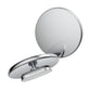 Silver auxiliary round rearview mirror with smooth metal-look mounting base