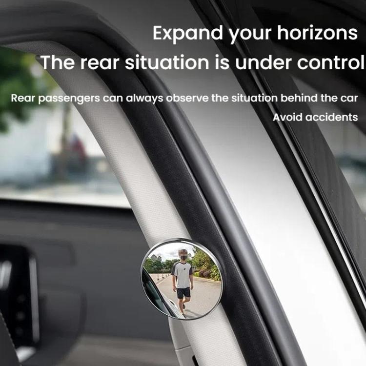 Mounted auxiliary round mirror on car interior panel
