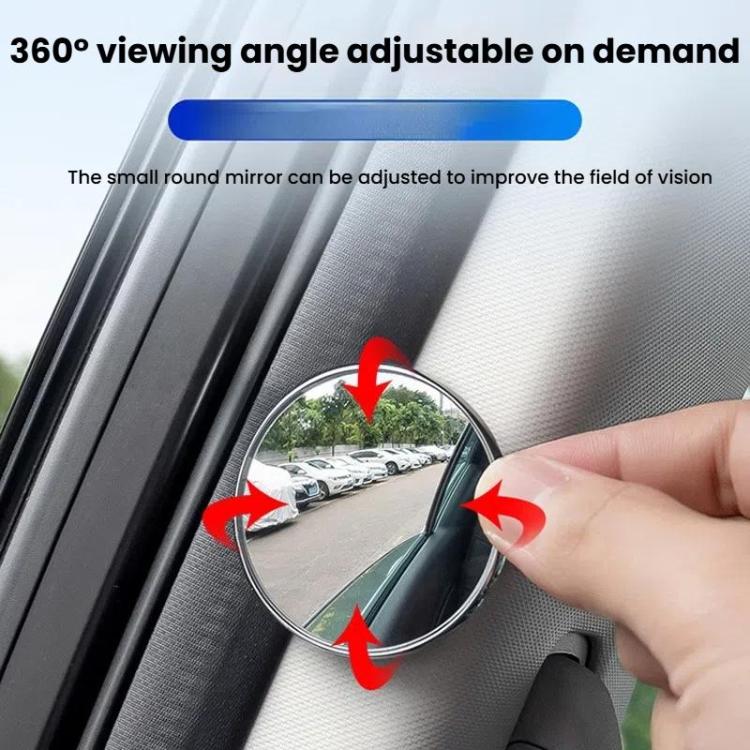 Adjustable auxiliary round mirror lens with arrows showing movement