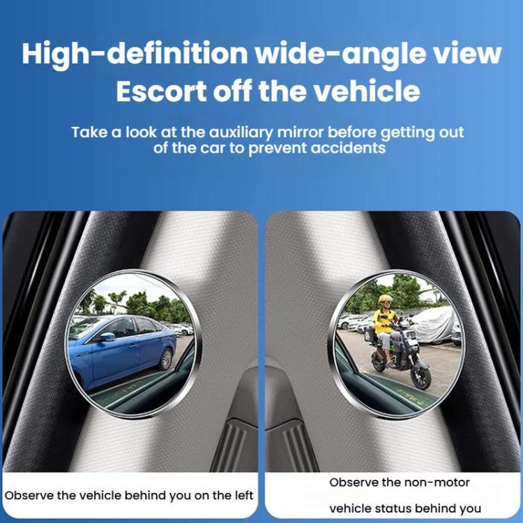 Two auxiliary mirrors on seat-side panel showing reflected views